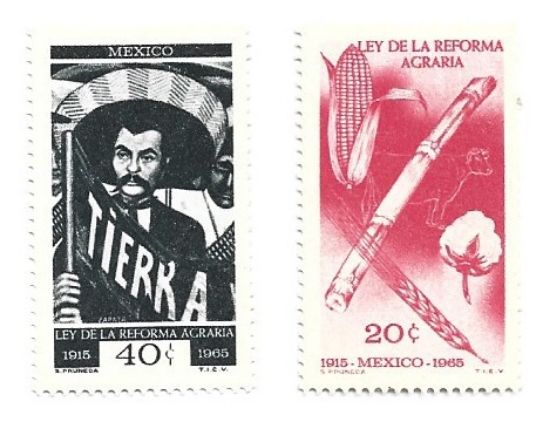 Imagen de ESTAMPILLAS MEXICO 1966 REFORMA AGRARIA Y ZAPATA