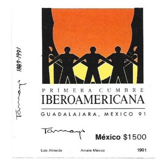 Imagen de ESTAMPILLA MEXICO CUMBRE LATINOAMERICANA 1991 CARTEL DE TAMAYO