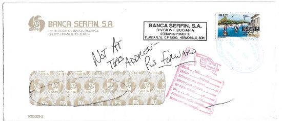 Imagen de SOBRE BANCARIO CIRCULADO CON ESTAMPILLA MEXICO TURISTICO 1995 VALLE DE BRAVO EDOMEX