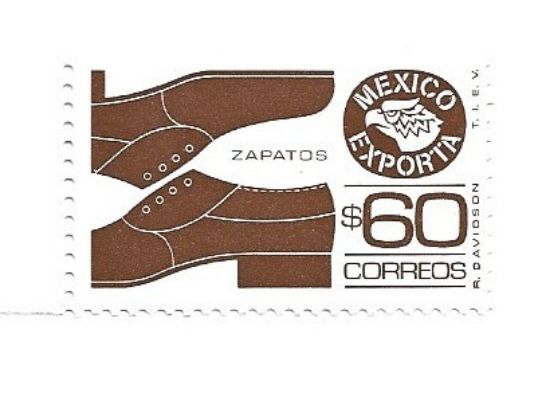 Imagen de ESTAMPILLA SERIE MEXICO EXPORTA $60 ZAPATOS PAPEL 8 NUEVA