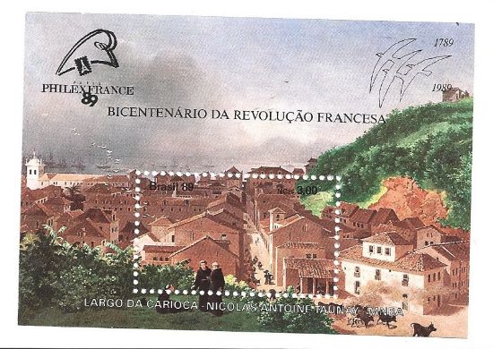 Imagen de HOJITA ESTAMPILLA BRASIL 1989 BICENTENARIO REVOLUCION FRANCESA Y PHILEXFRANCE 89