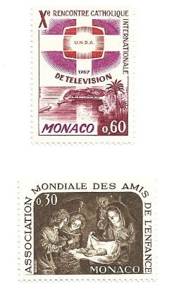 Imagen de ESTAMPILLAS DE MONACO ENCUENTRO CATOLICO Y ASOCIACION PRO INFANCIA NUEVAS 1967