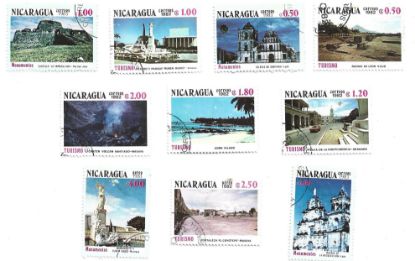 Imagen de ESTAMPILLAS USADAS DE NICARAGUA SERIE TURISMO 1982 Y 1983