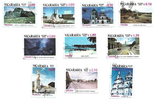 Imagen de ESTAMPILLAS USADAS DE NICARAGUA SERIE TURISMO 1982 Y 1983