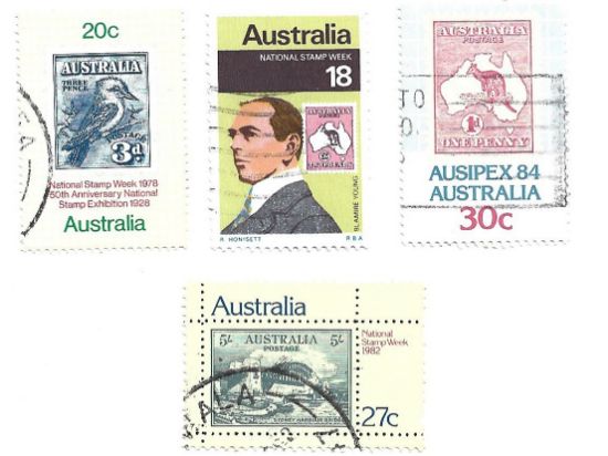 Imagen de AUSTRALIA ESTAMPILLAS USADAS EXP FILATELICA AUSIPEX , SEMANA DE LA ESTAMPILLA 1978 A 1984 USADAS