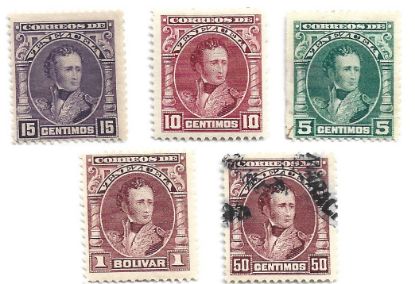 Imagen de ESTAMPILLAS DE VENEZUELA MARISCAL ANTONIO JOSE DE SUCRE 1904 USADAS