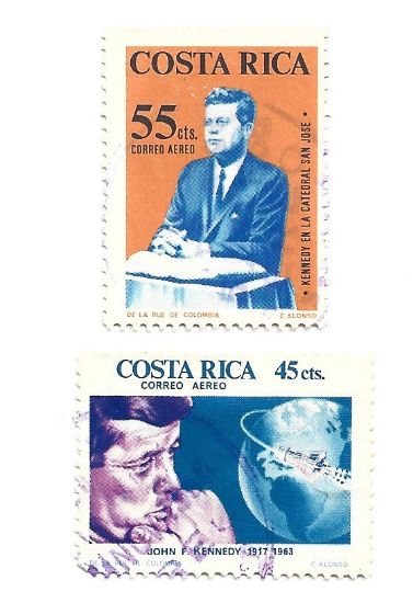 Imagen de ESTAMPILLAS DE JHON F KENNEDY EMITIDAS POR COSTA RICA EN 1963 USADAS