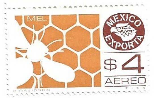 Imagen de ESTAMPILLA SERIE MEXICO EXPORTA $4.00 MIEL 4TA SERIE SIN MARCA DE AGUA FOSFORESCENTE NUEVA