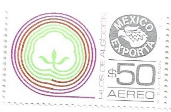 Imagen de ESTAMPILLA SERIE MEXICO EXPORTA $50.00 HILOS DE ALGODON 2DA SERIE NUEVA MARCA DE AGUA