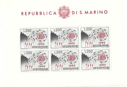 Imagen de HOJITA ESTAMPILLA DE SAN MARINO EUROPA 1962  NUEVA 