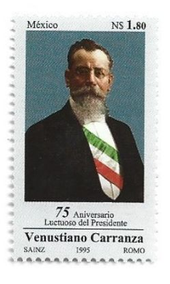 Imagen de ESTAMPILLA MEXICANA 75 ANIVERSARIO LUCTUOSO DE VENUSTIANO CARRANZA 1995 NUEVA
