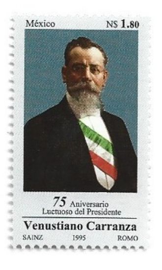 Imagen de ESTAMPILLA MEXICANA 75 ANIVERSARIO LUCTUOSO DE VENUSTIANO CARRANZA 1995 NUEVA