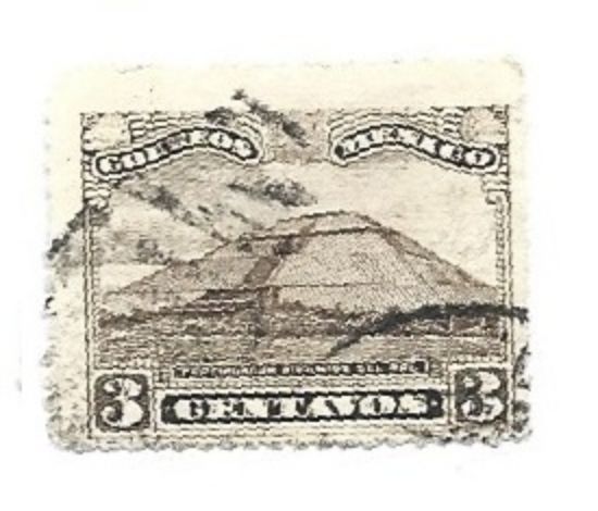 Imagen de TIMBRE MEXICANO DE 1923 SERIE MONUMENTOS PIRAMIDE DE TEOTIHUACAN USADO
