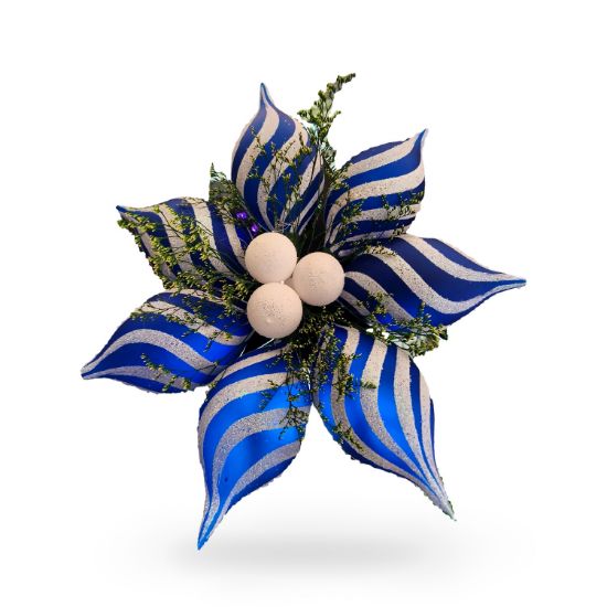 Imagen de Nochebuena decorativa azul y plata
